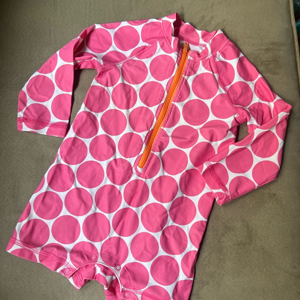 BOGO 🎊 Primary Pink and Orange Rashguard with Bold Pattern and Zipper